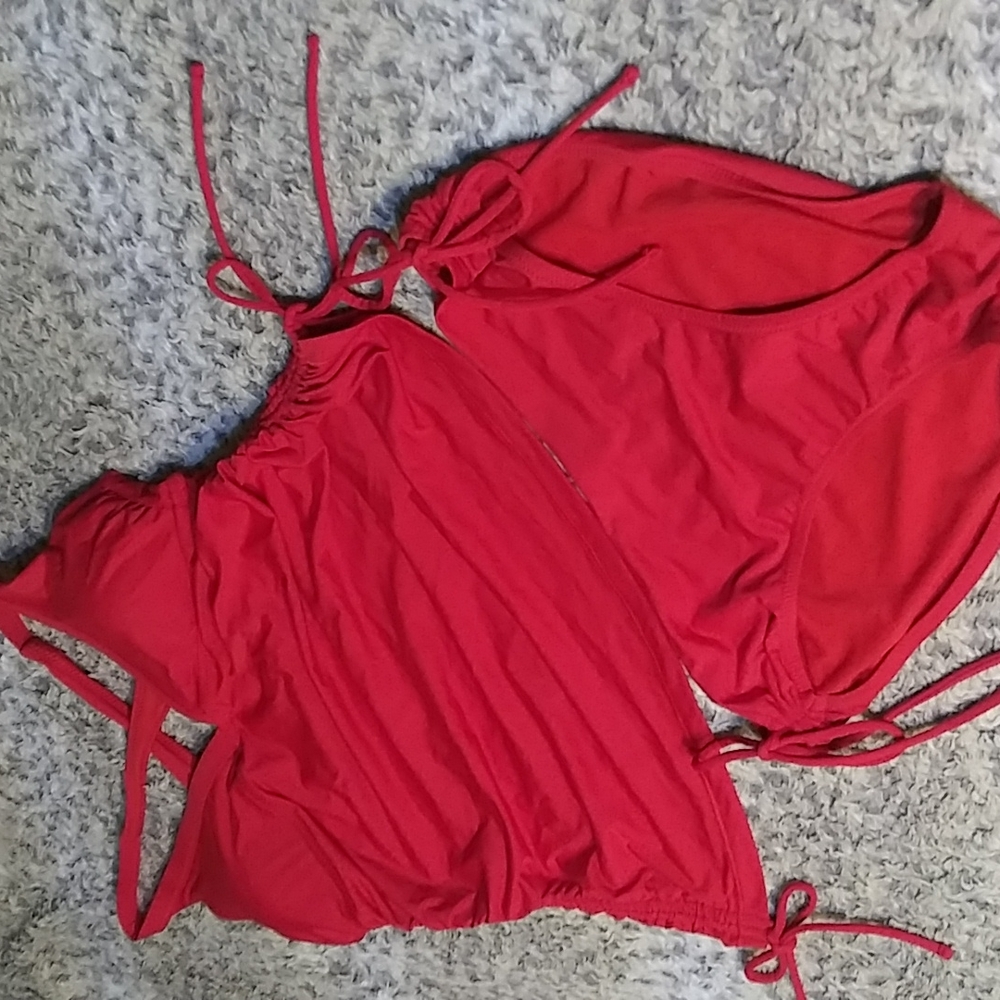 Athleta gathered red tankini sz M NWOT